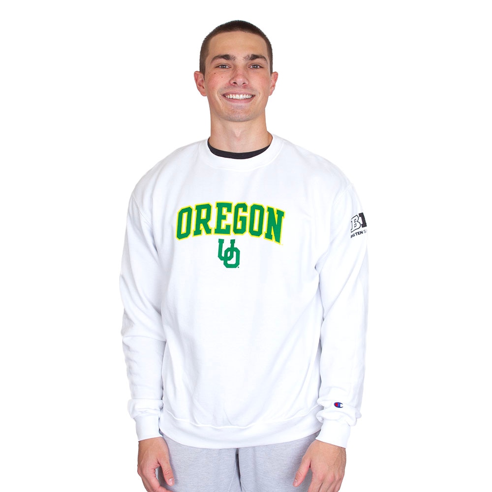 Arched Oregon, Champion, White, Pullover, Cotton Blend, Men, Unisex, Football, Powerblend, Sweatshirt, 838048